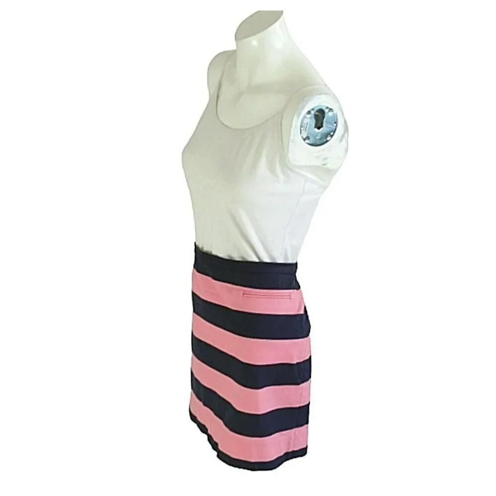 Gap Womens Rugby Skirt 2 Pink Blue Striped Zip Up Cotton Mini Casual